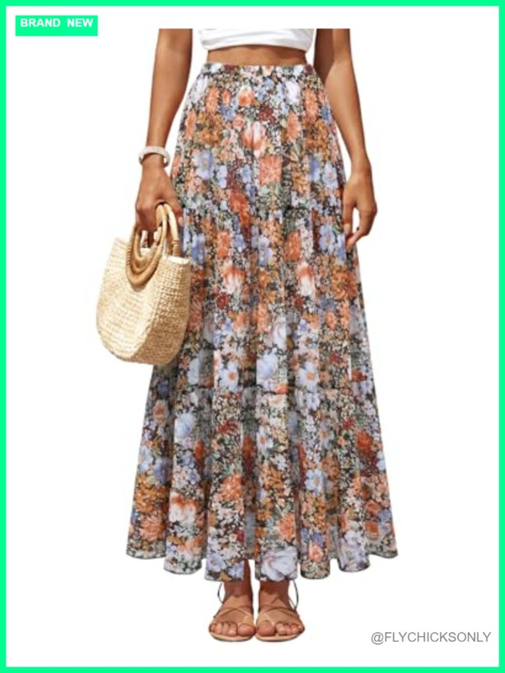 Chiffon Pleated Maxi Skirt High Waist A-Line Long Flowy
